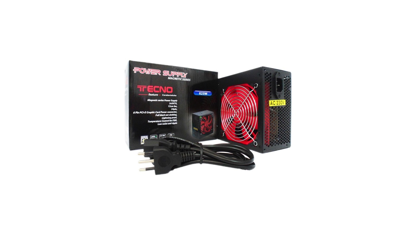 Alimentatore PC ATX 625W Ide sata ventola 12 cm Silenziosa