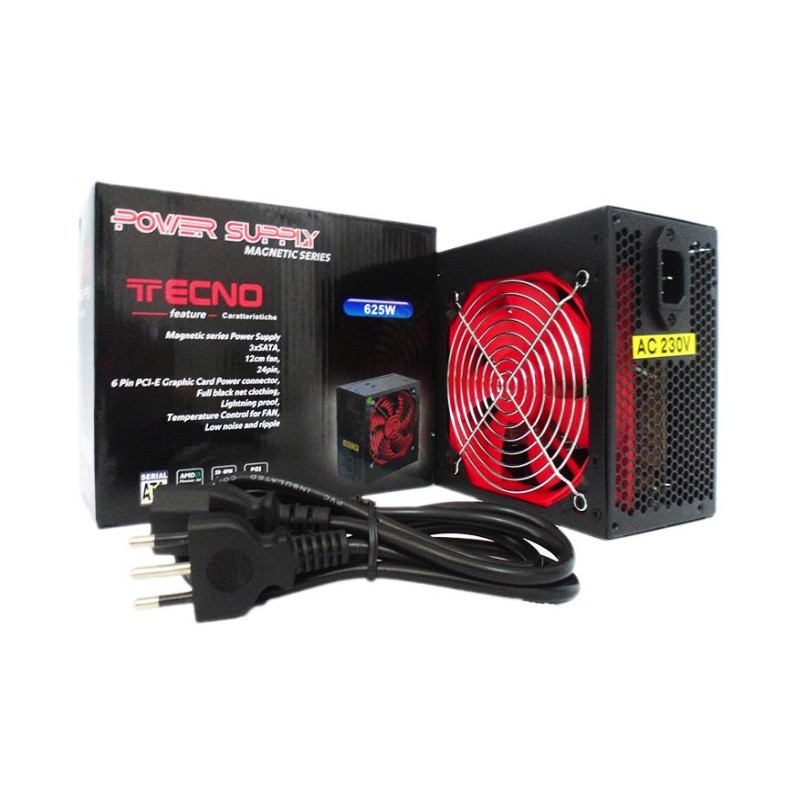 Alimentatore PC ATX 625W Ide sata ventola 12 cm Silenziosa