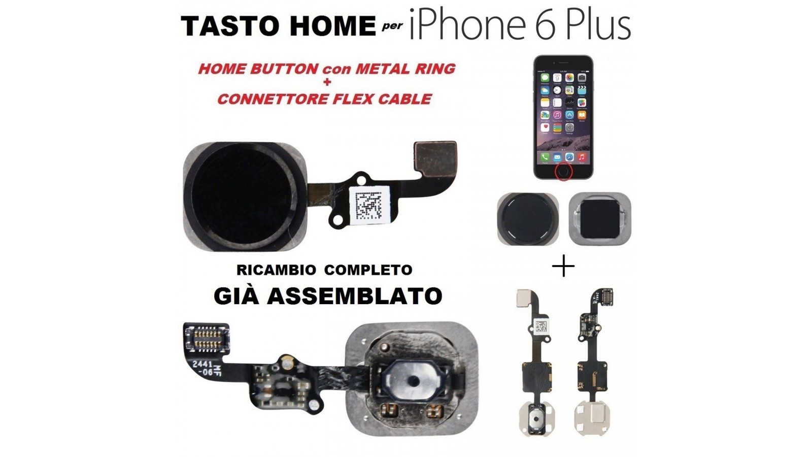 Flex tasto home Nero per Apple iPhone 6 Plus