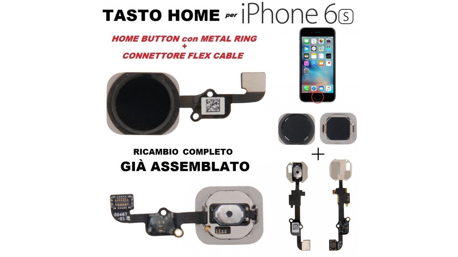 Flex tasto home per Apple iPhone 6s nero