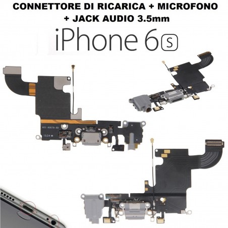 Flat connettore ricarica Apple iPhone 6S completo di microfono antenna jack audio nero