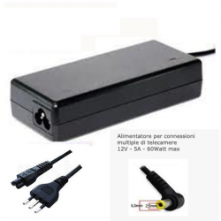 Alimentatore per telecamera monitor 12V - 5A connettore  5,5 * 2,5