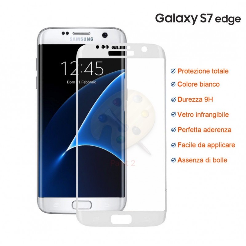 Pellicola colore bianco curva in vetro temperato per Samsung Galaxy S7 Edge