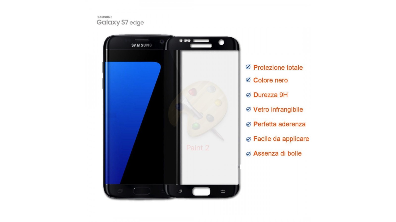Pellicola colore nero curva in vetro temperato per Samsung Galaxy S7 Edge
