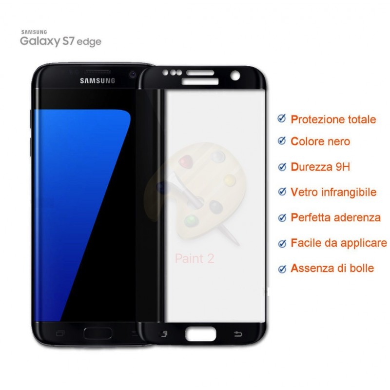 Pellicola colore nero curva in vetro temperato per Samsung Galaxy S7 Edge