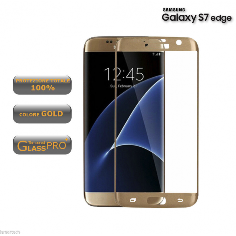 Pellicola colore oro curva in vetro temperato per Samsung Galaxy S7 Edge