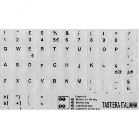 sticker bianchi adesivi Tastiera lingua Italiano