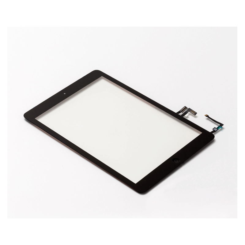 Touch screen vetro Apple iPad Air completo di adesivo tasto e flex home nero Touch screen vetro Apple iPad Air completo di adesivo tasto e flex home nero