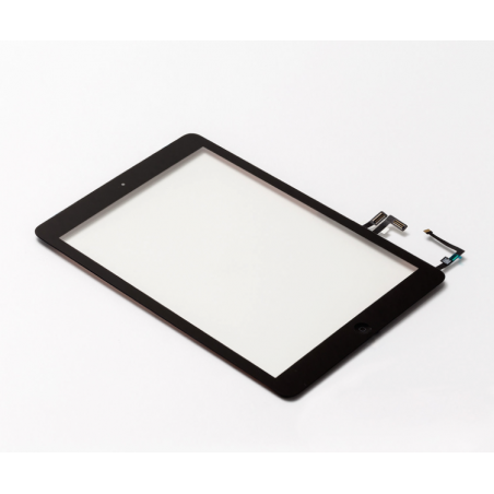 Touch screen vetro Apple iPad Air completo di adesivo tasto e flex home nero