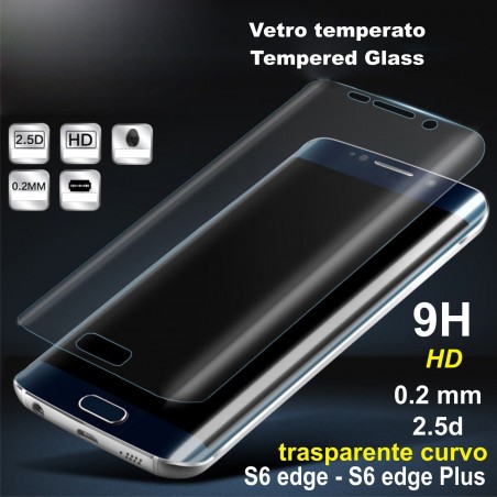 Pellicola trasparente curva in vetro temperato per Samsung Galaxy S6 Edge Plus