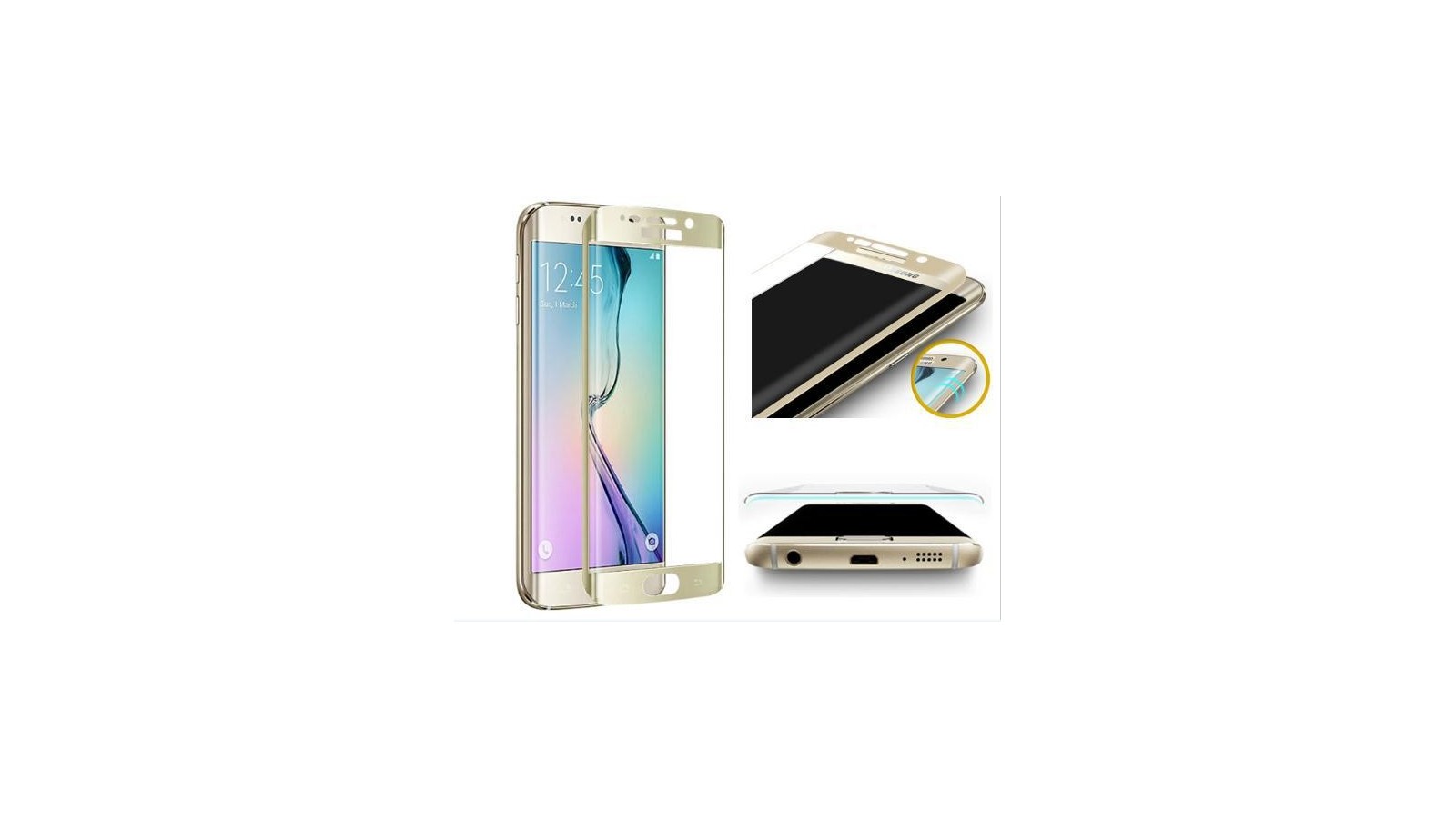 Pellicola colore oro curva in vetro temperato per Samsung Galaxy S6 Edge