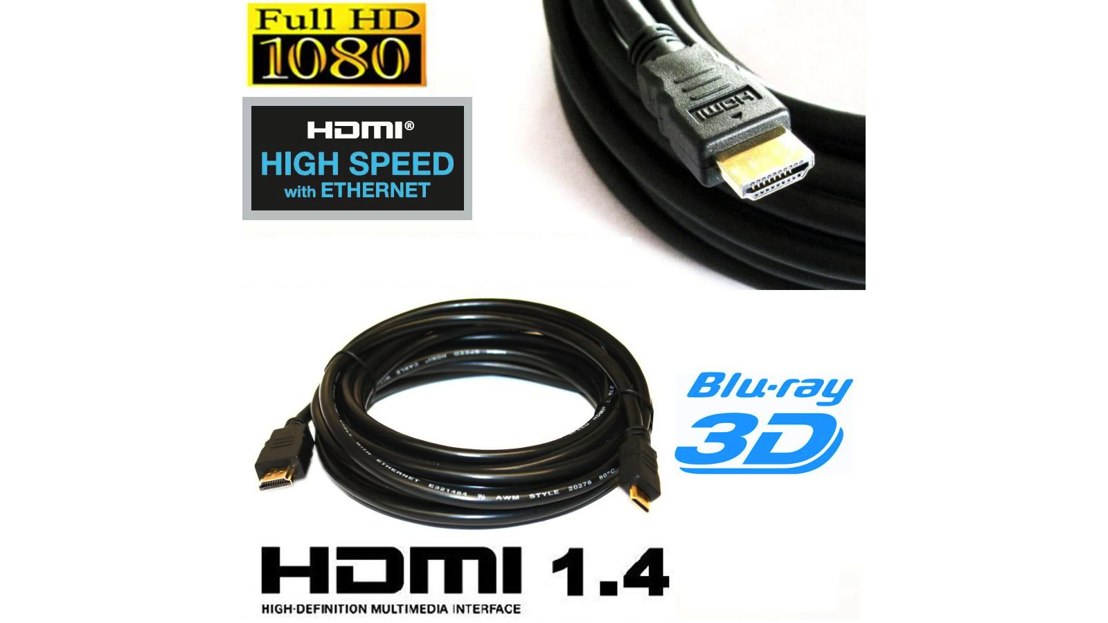 Cavo Hdmi to Hdmi 1,8 metri 1.4 bV con Teminali Oro