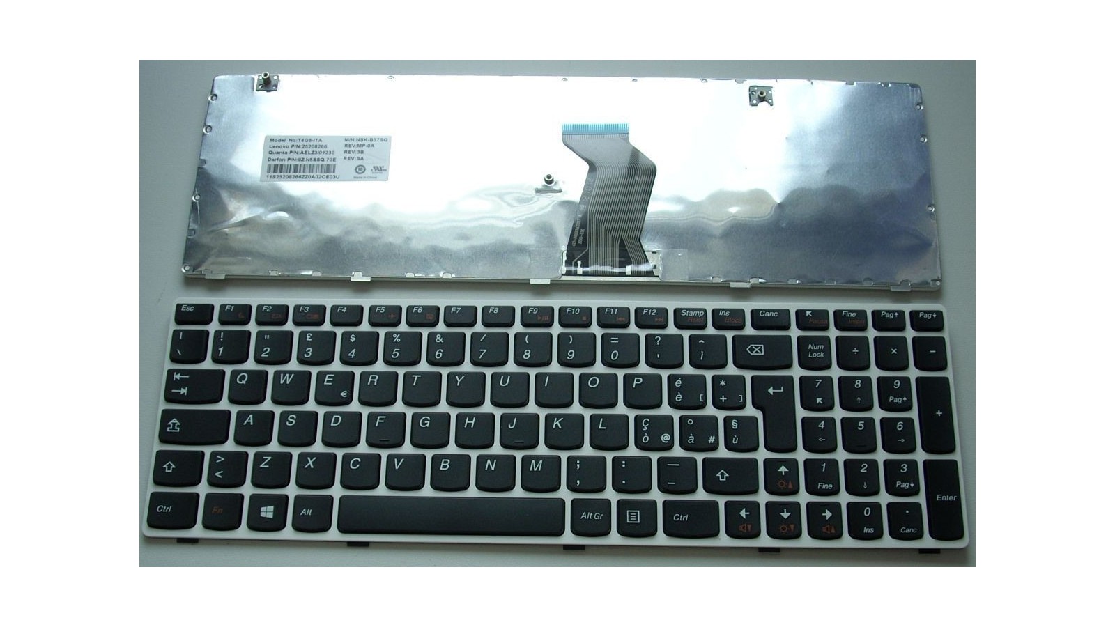 Tastiera italiana compatibile con Lenovo IDEAPAD V580 V580C Z580 25208266 Frame Bianco