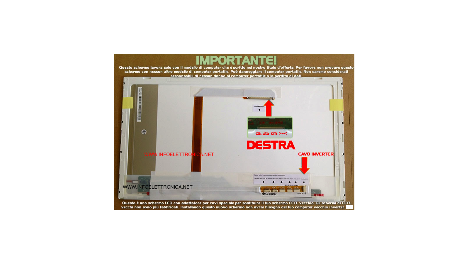 LCD DISPLAY SCHERMO WXGA 15.6" compatibile con Sony VPC-EB