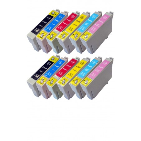 Cartucce Inkjet Multipack per Epson T0801 T0802 T0803 T0804 T0805 T0806 2BK+2CY+2MA+2YE+2LCY+2LMA