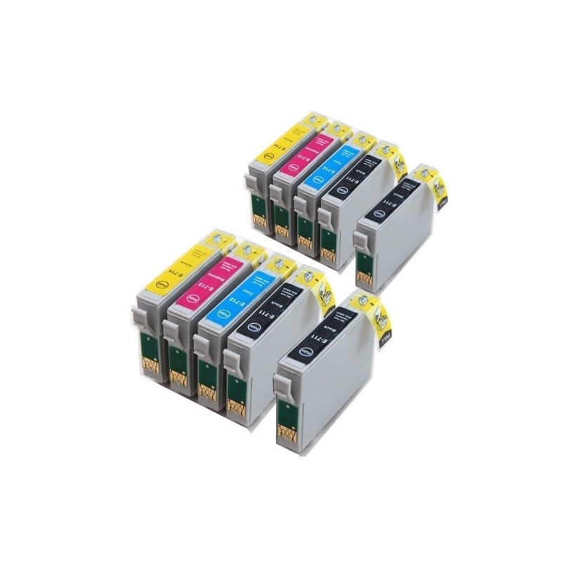 Cartucce Inkjet Multipack per Epson T0711 T0712 T0713 T0714 4BK+2CY+2MA+2YE