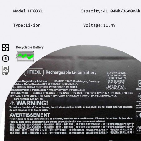 Batteria 3600 mAh per HP L11119-855 L11119-856