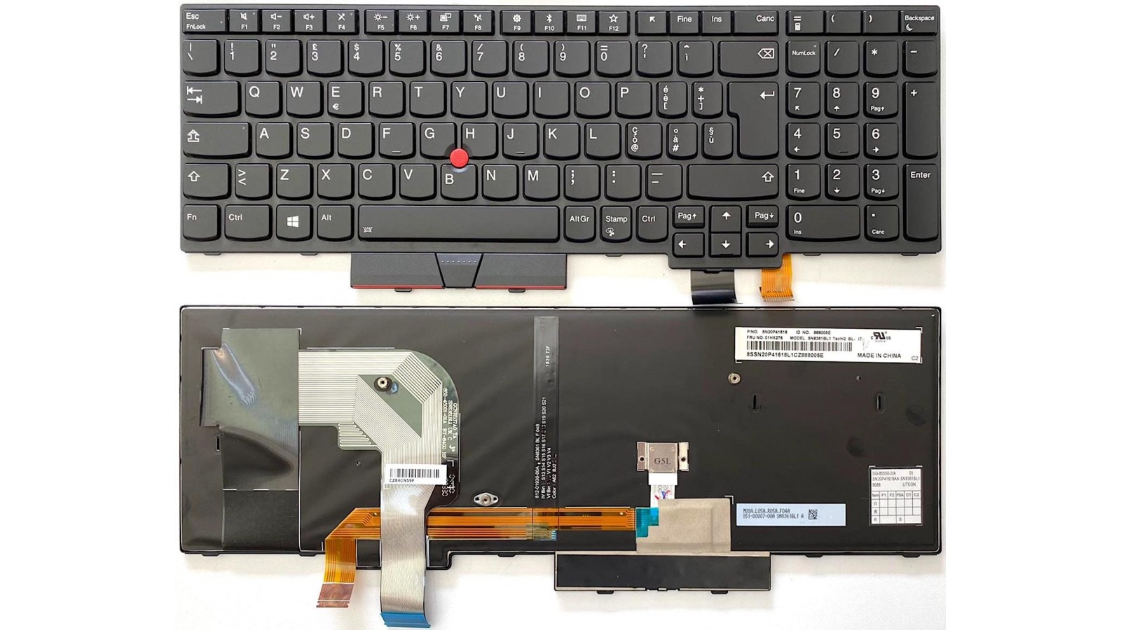 Tastiera italiana compatibile con Lenovo ThinkPad P51S P52S T570 T580 Retroilluminata
