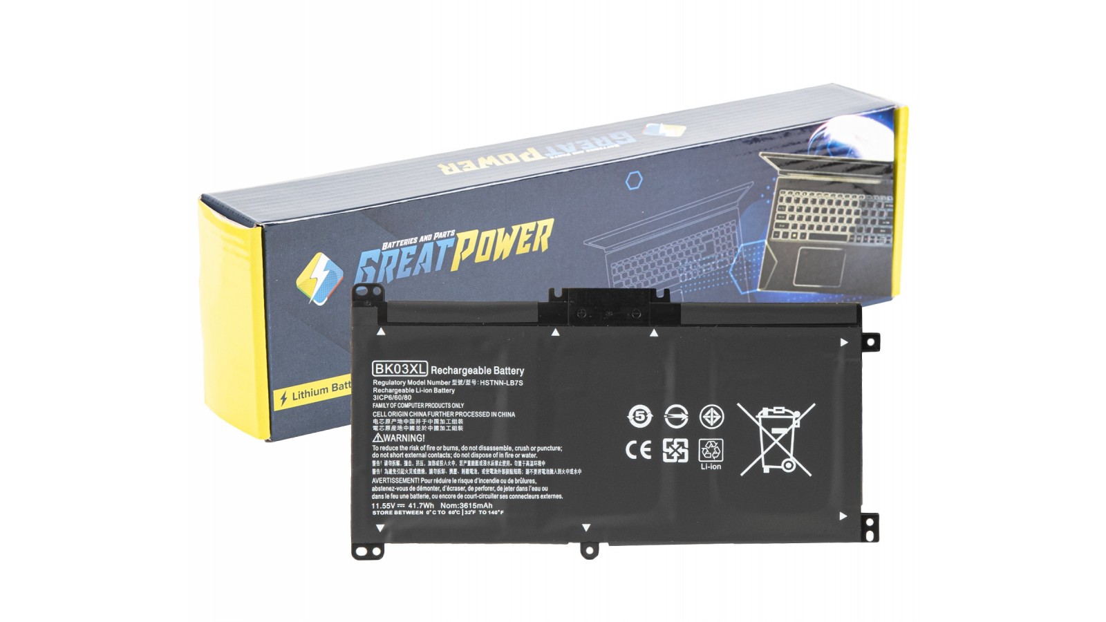 Batteria 41.7Wh per HP BK03XL HSTNN-LB7S HSTNN-UB7G TPN-W125 916366-421 916366-541