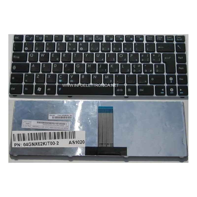 Tastiera italiana compatibile con Asus silver con tastiera nera EEEPC 1225 1225B 1225C