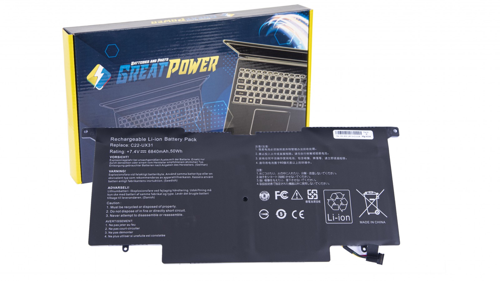 Batteria 6840mAh compatibile con Asus ZenBook UX31 UX31A UX31E