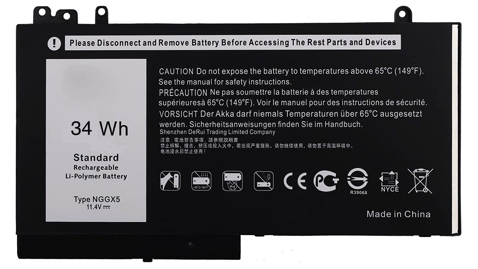 Batteria NGGX5 per Dell Latitude E5270 E5470 M3510 E5570 E5550 JY8D6 954DF 0JY8D6