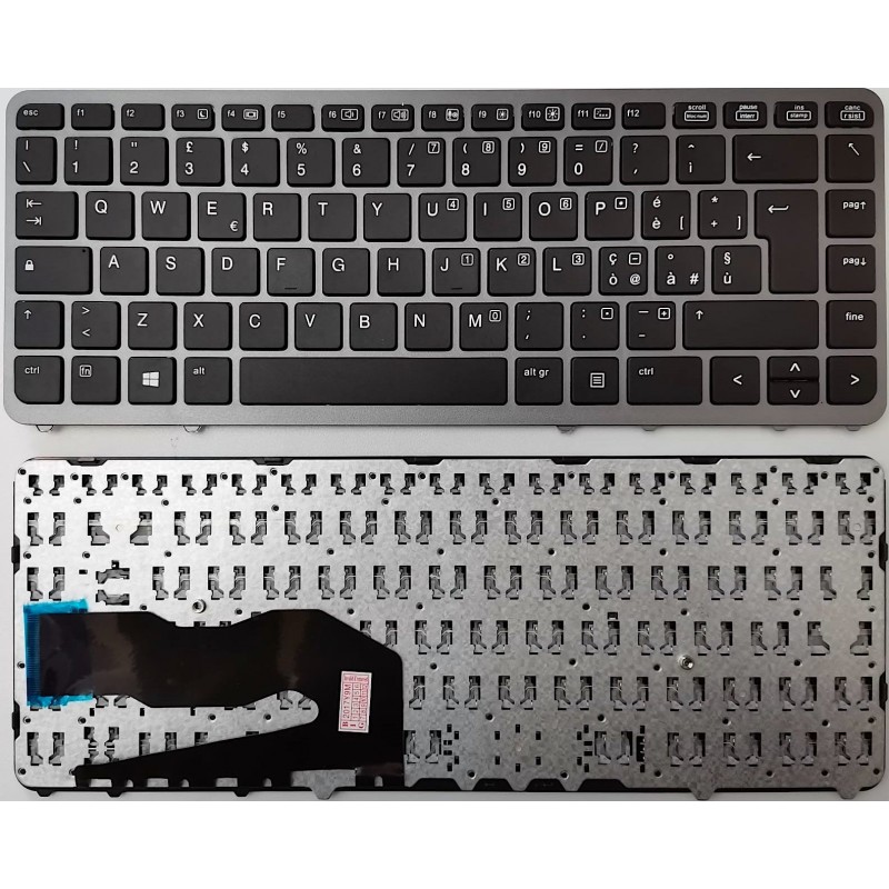 Tastiera Italiana compatibile con Hp EliteBook 740 745 750 755 G1 G2 senza trackpad Frame silver