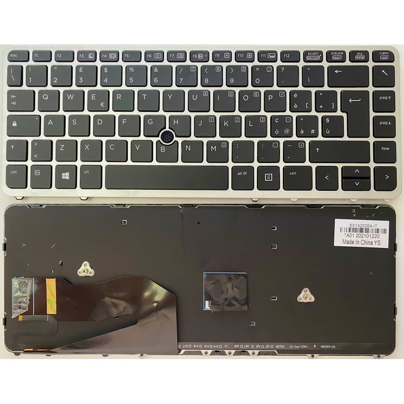 Tastiera Italiana compatibile con Hp EliteBook 840 G1 850 G1 Retroiiluminata con Trackpad