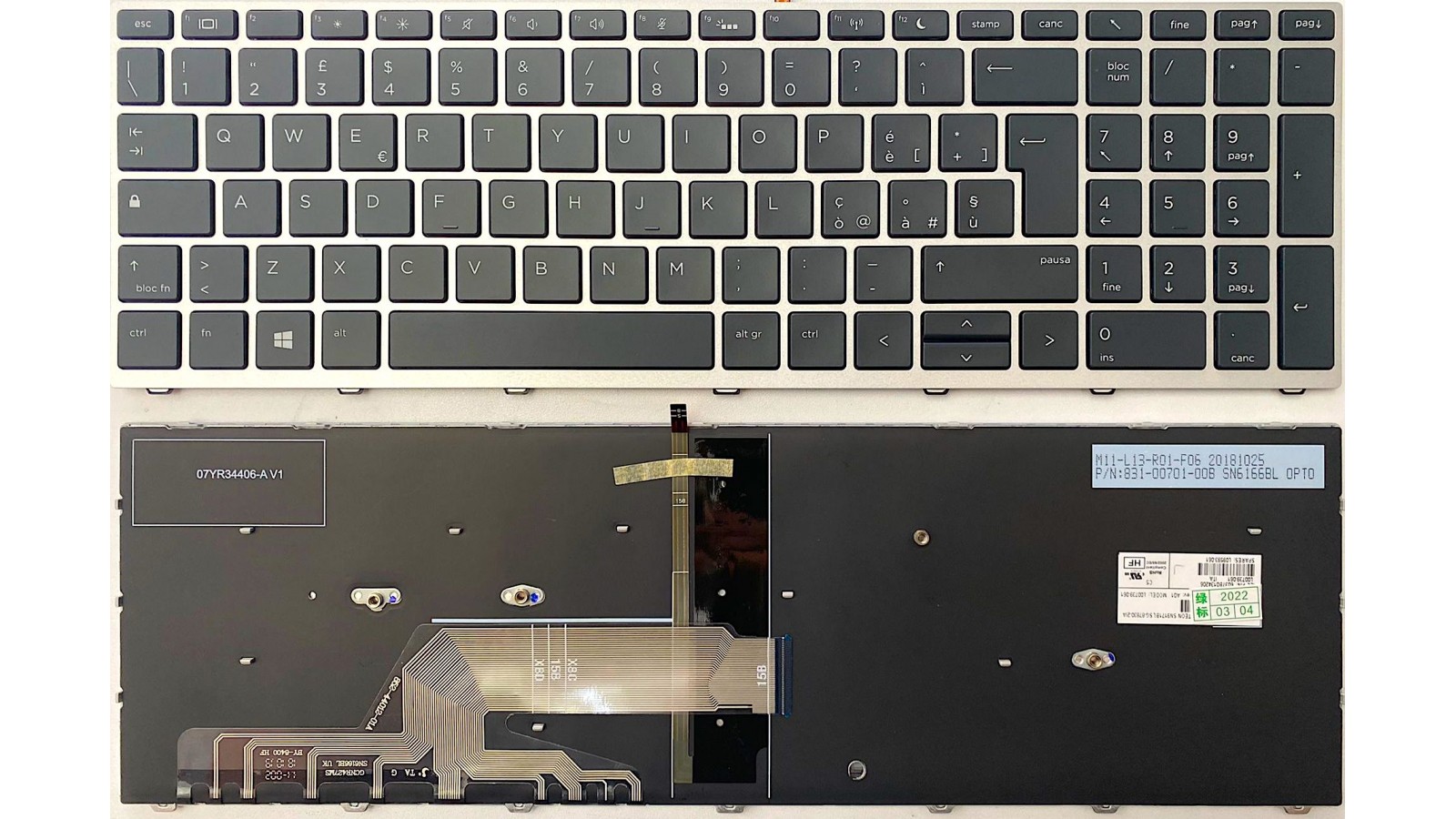 Tastiera italiana RETROILLUMINATA per HP PROBOOK G5 SERIES 450 G5 455 G5 470 G5