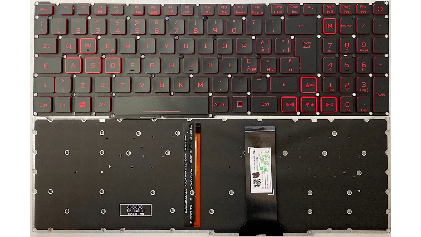Tastiera italiana RETROILLUMINATA per Acer Nitro 7 AN715-51 AN715-52.Predator Triton 300 PT315-51 PT315-52