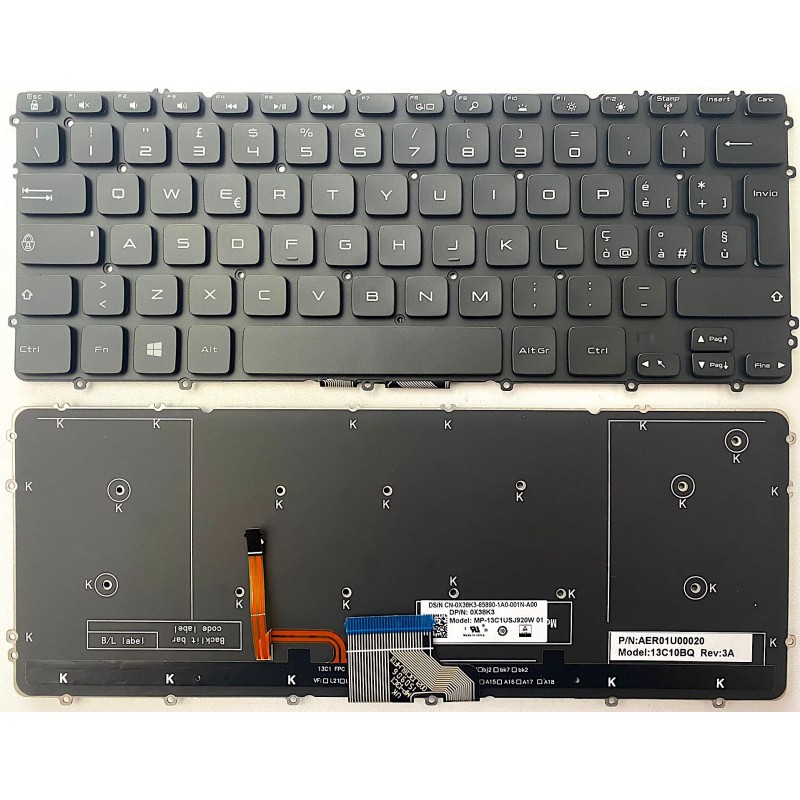 Tastiera Nera italiana RETROILLUMINATA PER Dell Precision M3800 XPS 15 9530