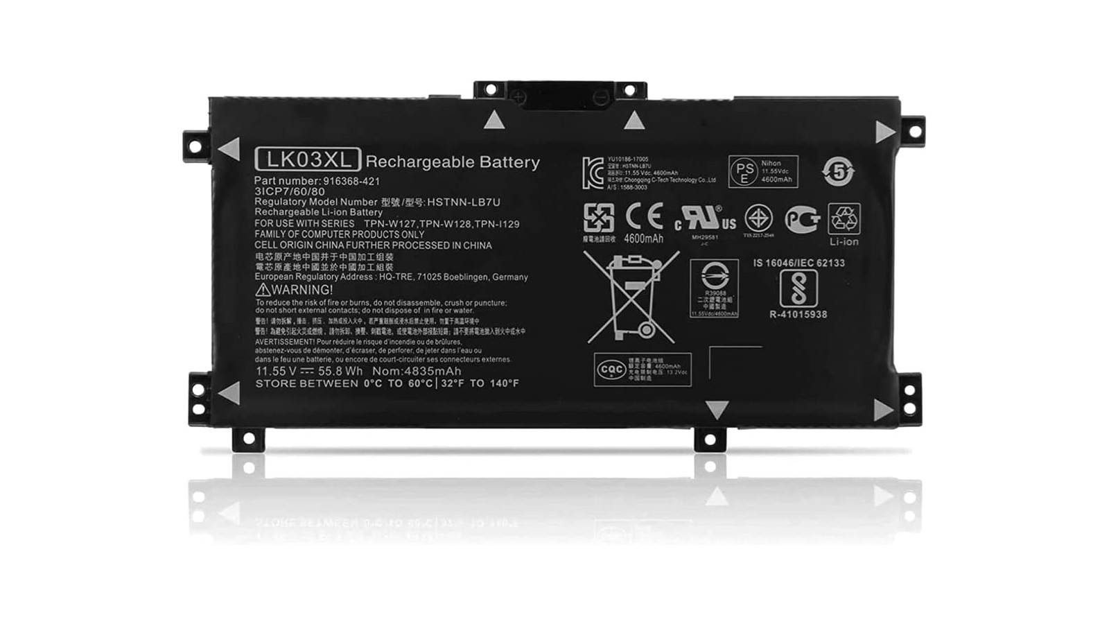 Batteria compatibile con Hp 916814-855 LK03XL LKO3XL HSTNNUB71 L090491B1 11.55V