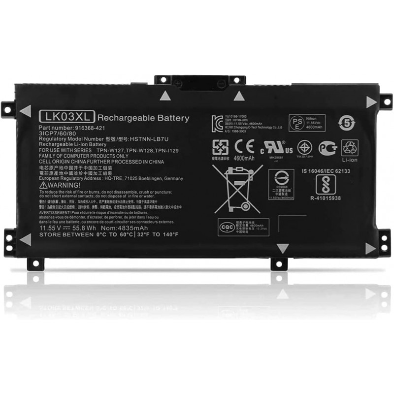 Batteria compatibile con Hp 916814-855 LK03XL LKO3XL HSTNNUB71 L090491B1 11.55V