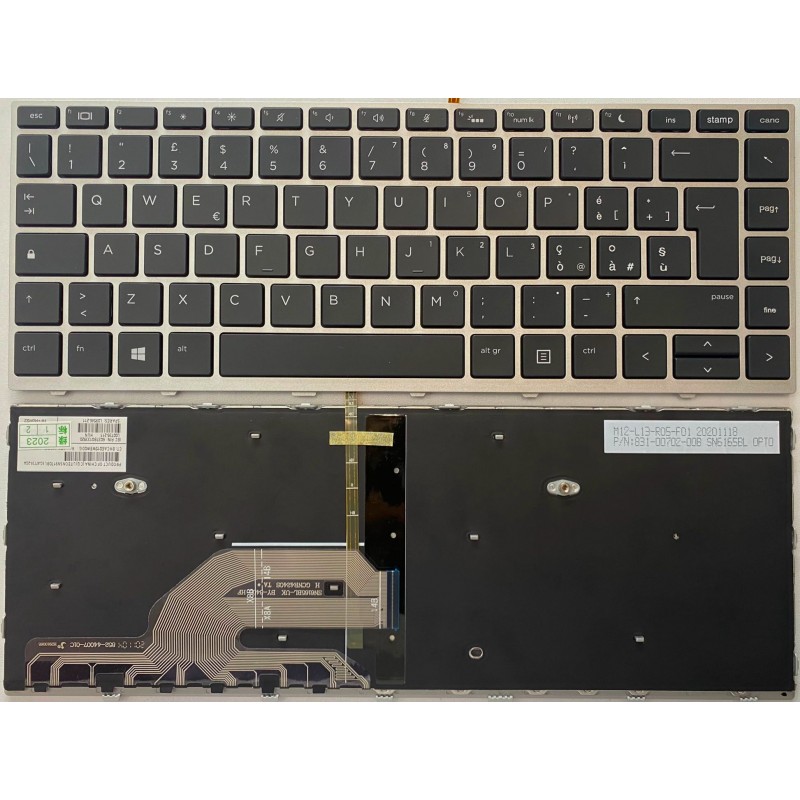 Tastiera italiana RETROILLUMINATA per HP Probook 430 G5 / 440 G5 Cornice Silver