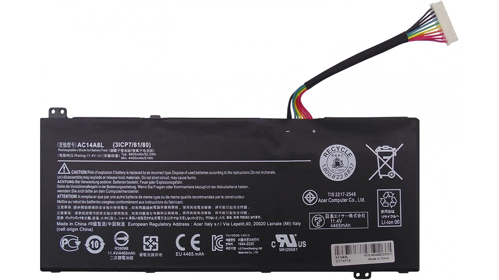 Batteria AC14A8L per Acer Aspire V15 Nitro VN7 VN7-571 VN7-571G VN7-591 VN7-591G VN7-592