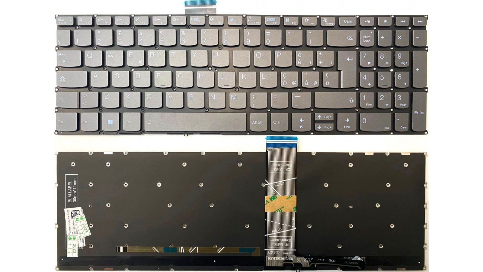 Tastiera italiana RETROILLUMINATA per LENOVO IDEAPAD 5-15IIL05 81YK GRIGIA