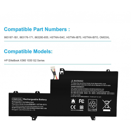 Batteria OM03XL compatibile con HP 863167-1B1 863176-171 863280-855 mAh 4956