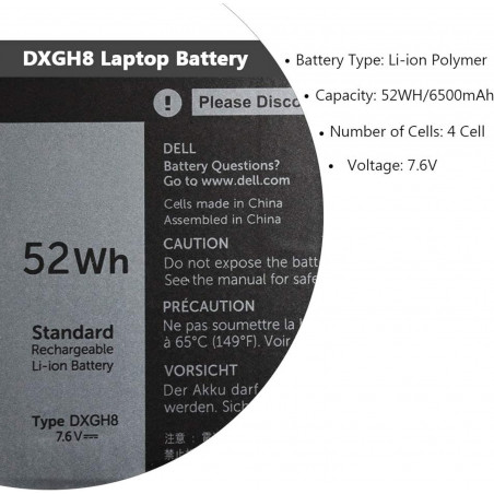 Batteria per Dell XPS 13 9370 9380 7390 Latitude 3301 E3301 Vostro 5390 5391