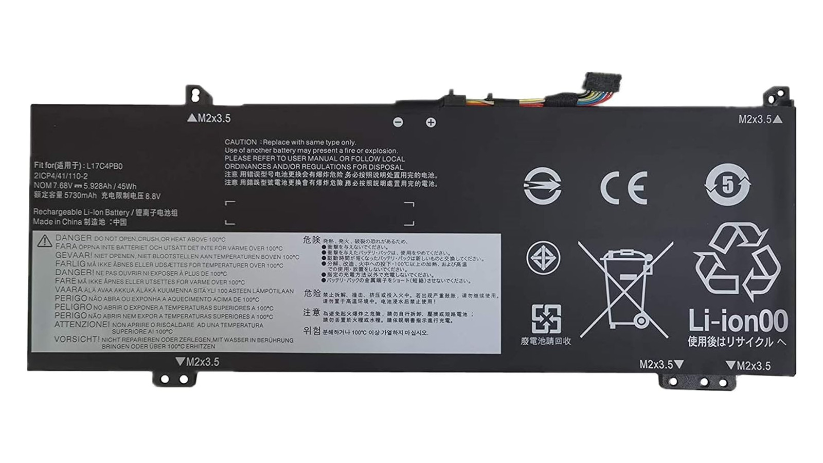 Batteria per LENOVO 5B10Q16066 L17C4PB0 2ICP4/41/110-2 7.6V