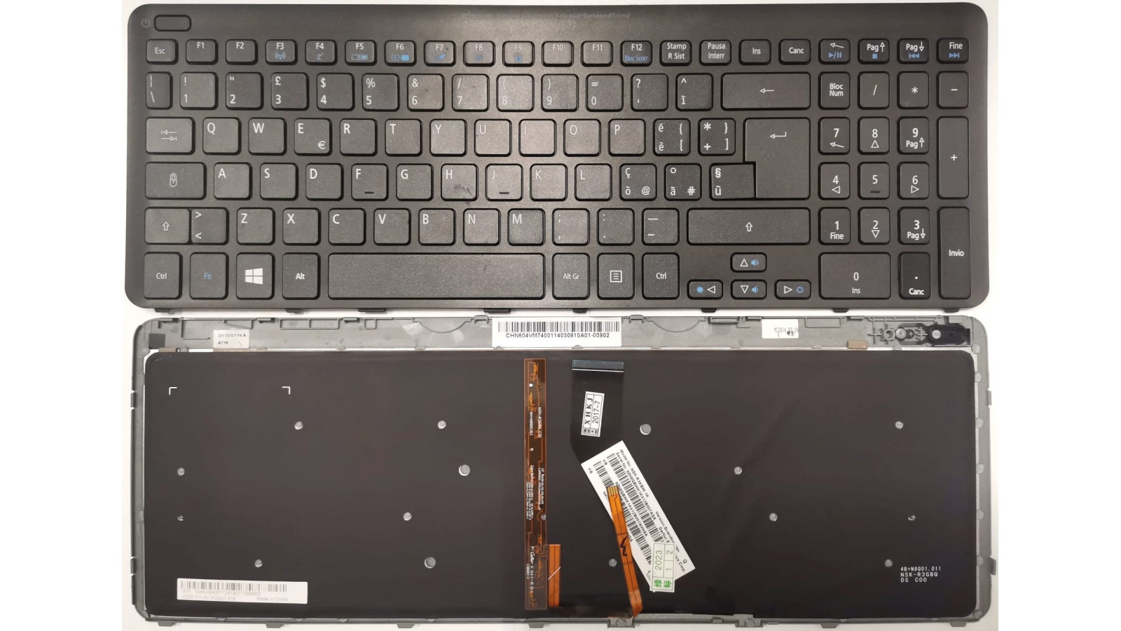 Tastiera italiana Retroilluminata per Acer Aspire V5-531 V5-571 con Frame Nero