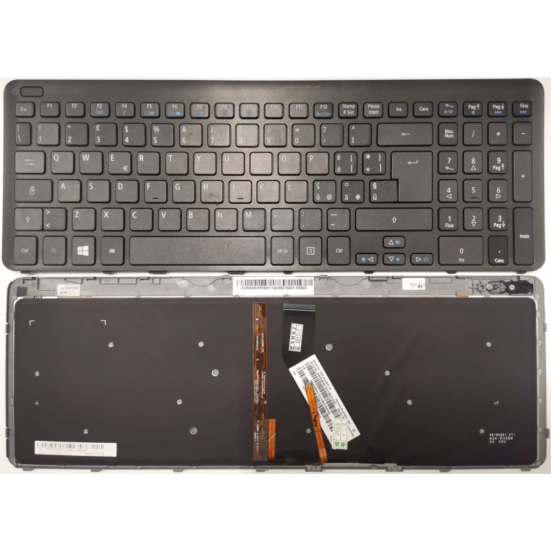 Tastiera italiana Retroilluminata per Acer Aspire V5-531 V5-571 con Frame Nero