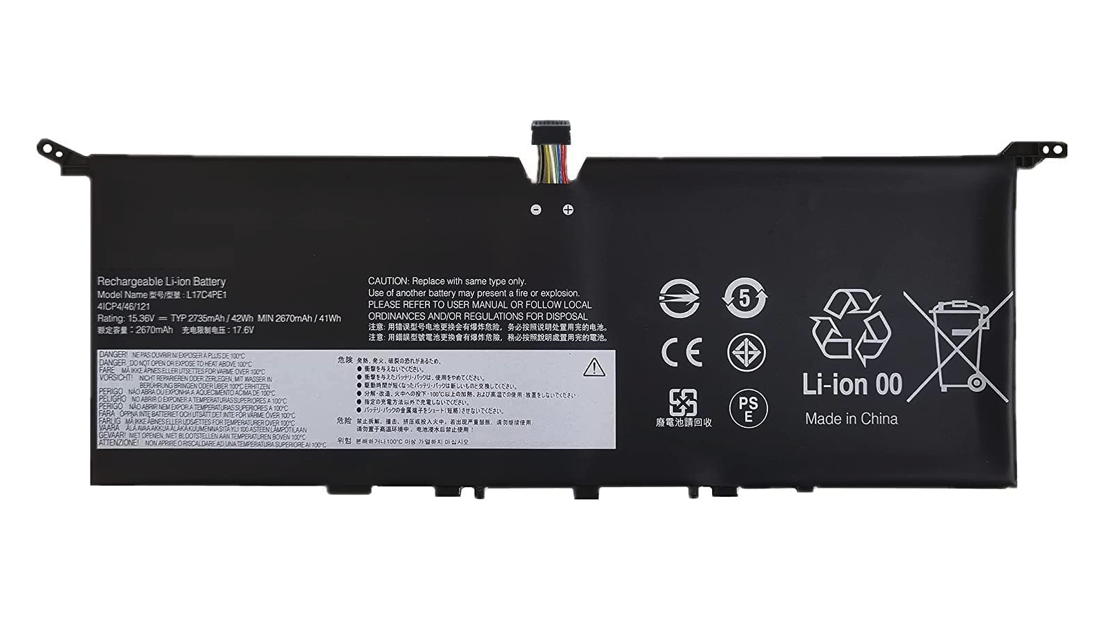 Batteria per Lenovo L17C4PE1 IdeaPad 730S 730S-13IWL S730 S730-13IWL 15,36V 42Wh