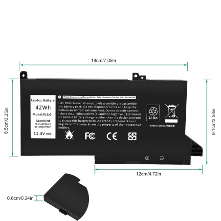 Batteria DJ1J0 PGFX4 per Dell Latitude 7280 7290 7380 7390 7480 7490