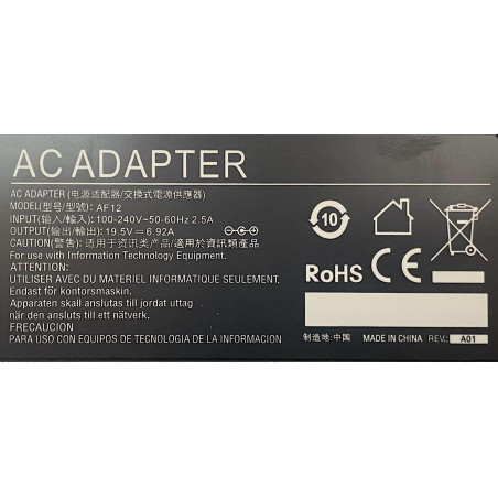 Alimentatore caricabatteria compatibile con Acer 135W 19,5V - 6,92 Ampere - 5,5*1,7mm Acer Nitro 5 AN515-55-53
