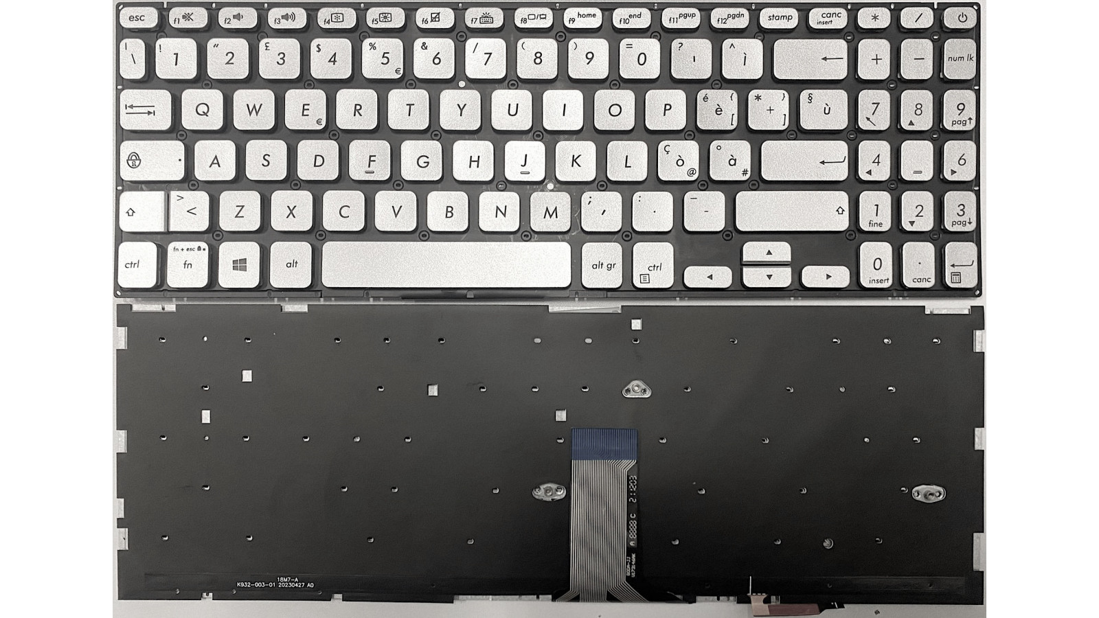 Tastiera Retroilluminata italiana per Asus S530 X530 S5300 S15 X530FA X530FN X530UN X530UF X530UA Silver