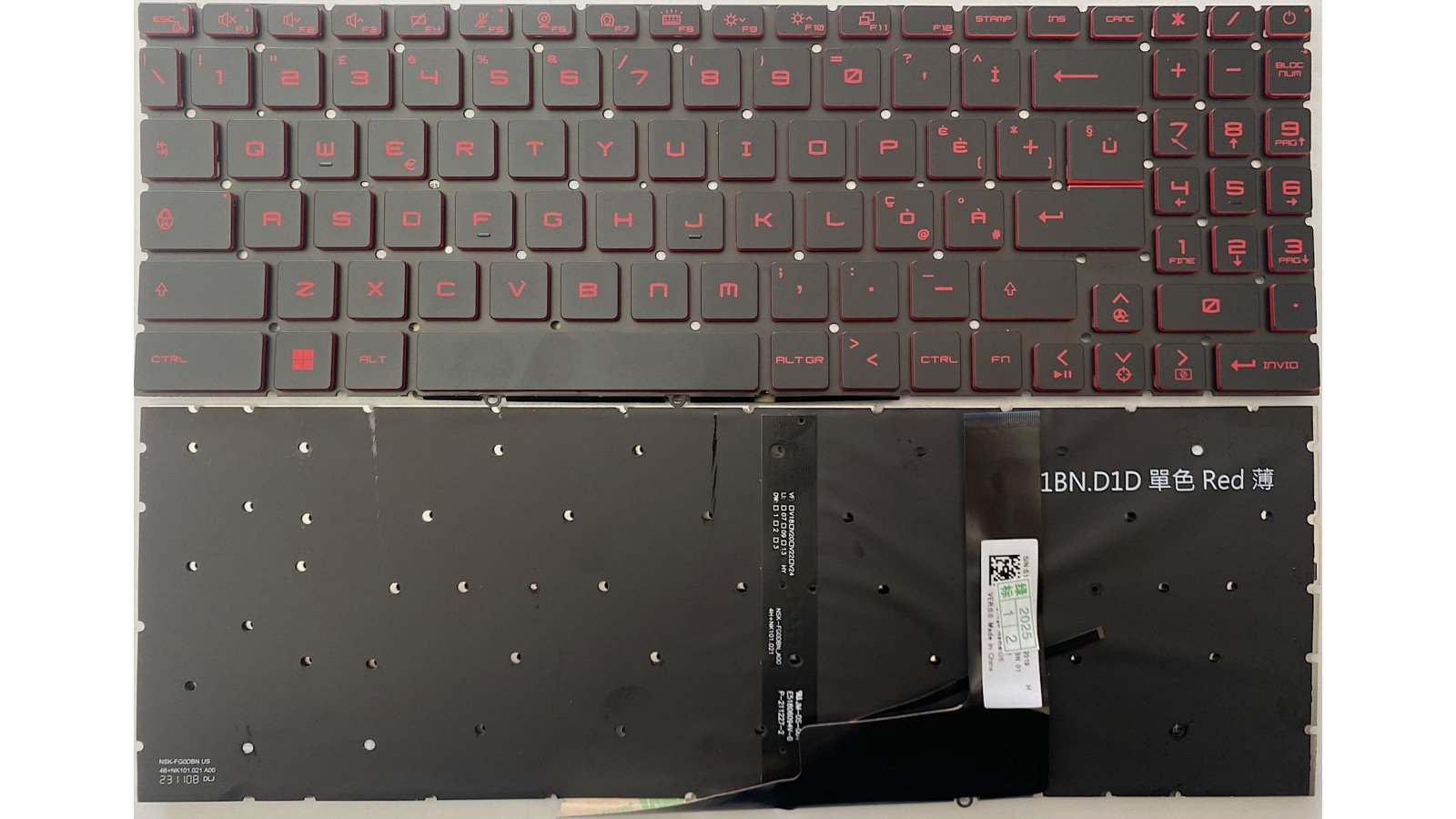 Tastiera italiana Retroilluminata per MSI KATANA GF66 12UC 12UD 12UE 12UG 12UGS RETROILLUMINATA