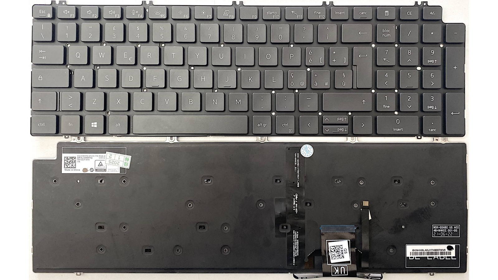 Tastiera italiana per DELL Precision 7550 7560 7750 7760 - M8M7D RETROILLUMINATA