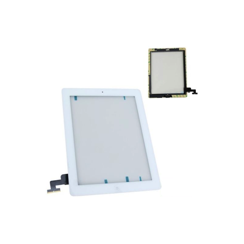 Touch screen vetro per Apple iPad 2 A1395 A1396 A1397 Bianco completo di adesivi e tasto home