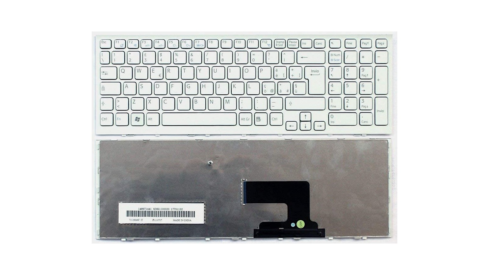 Tastiera italiana bianca per Sony Vaio PCG-71911M serie 148971441 completa di frame