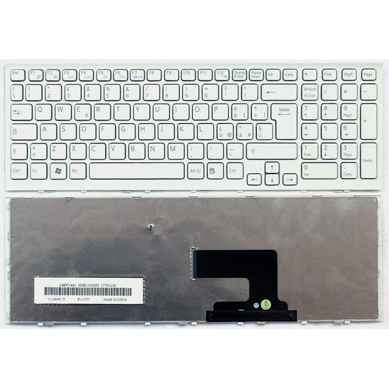Tastiera italiana bianca per Sony Vaio PCG-71911M serie 148971441 completa di frame